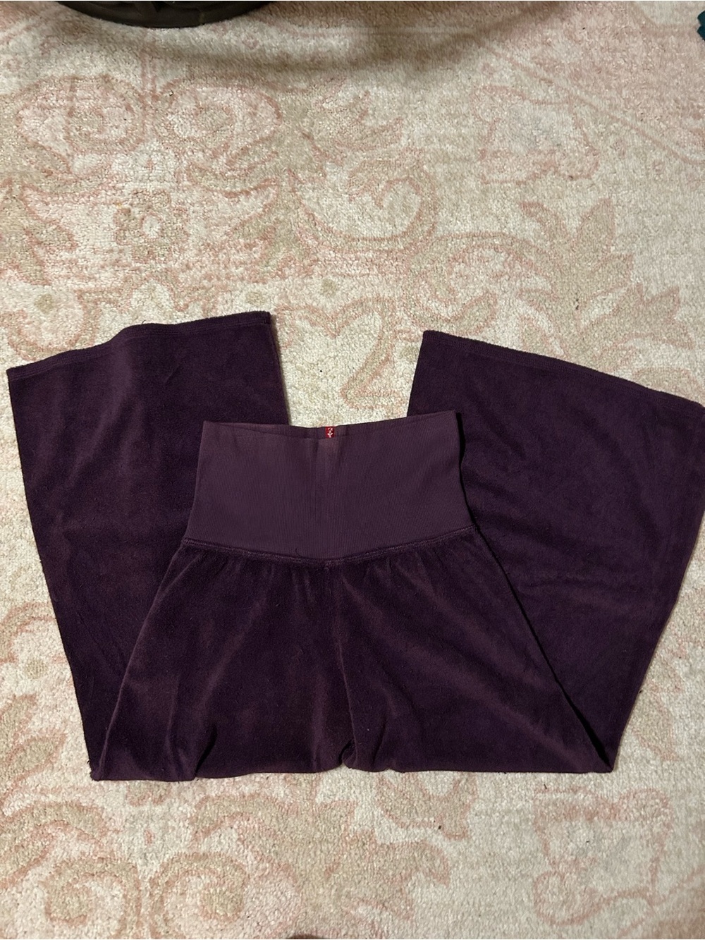 Hard Tail Plum terry wide leg capris